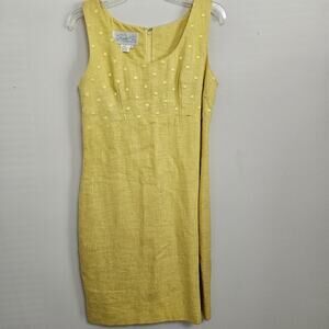 Bright Yellow Shift Vtg Santa Fe By Jim Tremblay Sleeveless Dress Sz 10